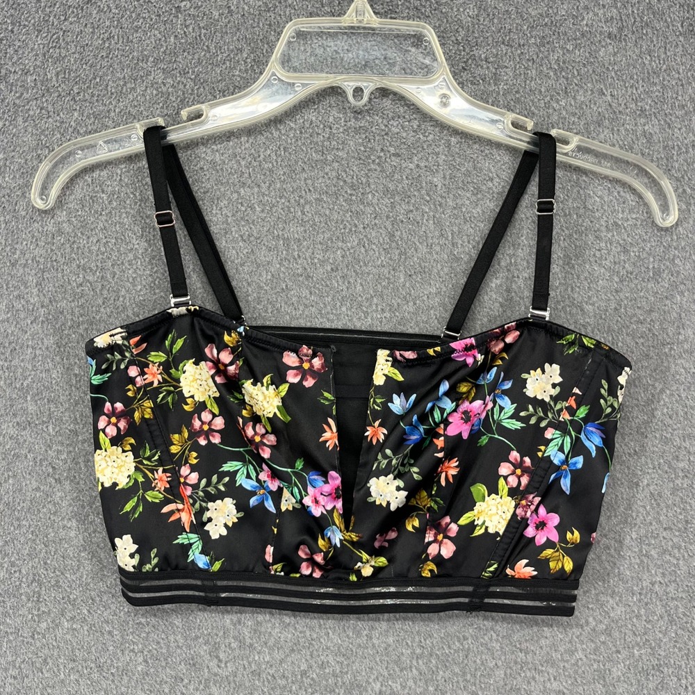 Victoria's Secret Bustier Top Women Large Black Floral Very Sexy Mesh Corset